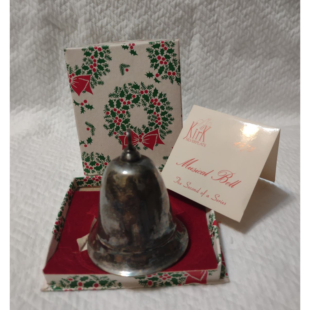 Vintage 1979 Kirk Stieff silver plated musical bell Christmas ornament